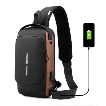 Новая Нагрудная Сумка с USB-Зарядкой для Мужчин, Многофункциональная Водонепроницаемая Мужская сумка через плечо, Противоугонные Дорожные Сумки, Мужская Нагрудная сумка, Слинг-Пакет