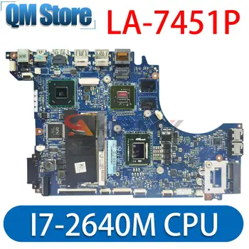 Материнская плата CN-0F2DV7 0F2DV7 F2DV7 Для DELL XPS 14Z L412Z Материнская плата ноутбука LA-7451P с процессором SR043 I7-2640M GT520M 100% Протестирована