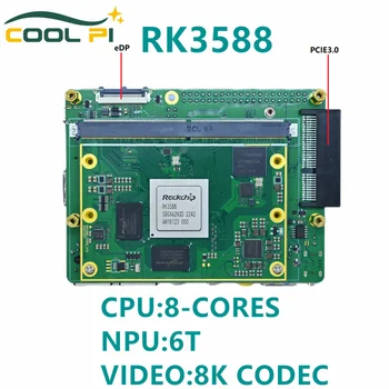 Плата CoolPi CM5 RK3588 8G + 64G с ребром охлаждения; Открытый исходный код, процессор 8 ядер, NPU 6.0 TOPs, графический процессор Mali-G610, видеокодек 8K