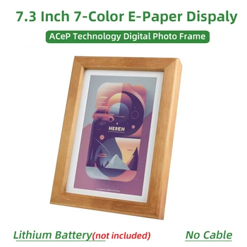 7,3-дюймовый Дисплей ACeP 7-Цветная электронная бумага 800x480, Полноэкранный монитор с фоторамкой из цельного дерева и слотом для карт RTC TF RP2040