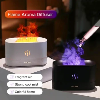 Пламенный увлажнитель воздуха ароматический диффузор Светодиодный ультразвуковой USB диффузор эфирного масла Модернизированный 7 цветов пламени для дома
