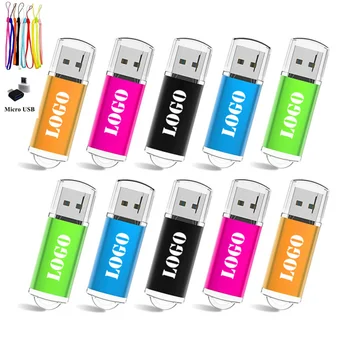 10ШТ Пользовательский Логотип Красочные USBФлэш-накопители 32 ГБ Мультитулы Металлические Флешки Pen Drive 4 ГБ 8 ГБ 16 ГБ 32 ГБ 128 МБ USB Memory Stick