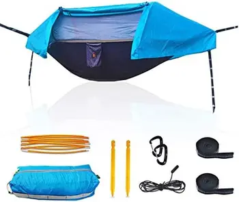 Гамак для кемпинга с москитной сеткой и чехлом от дождевиков, 2 человека, 4 в 1, легкий походный наземный гамак-палатка