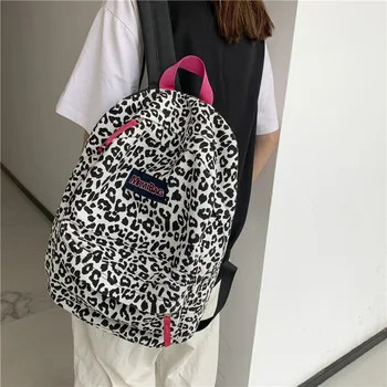 Женские рюкзаки из холста с леопардовым рисунком, школьные сумки для женщин-подростков 2021, Повседневный Женский рюкзак для путешествий, школьный ранец