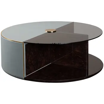 yj Итальянский Доступный Роскошный стиль круглый чайный столик Современный минималистичный Размер из искусственной Кожи Комбинация круглых чайных столиков