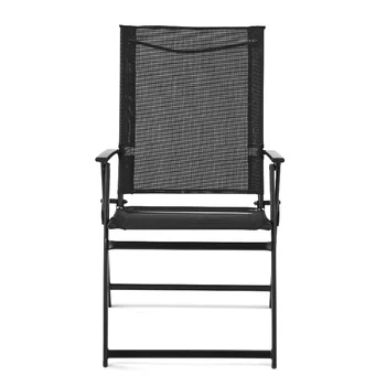 Опоры Greyson Square Комплект из 2 складных стульев для патио из нержавеющей стали, черный