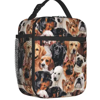 Изготовленная на заказ сумка для Ланча Kawaii Dog Collage, Женский кулер, Термоизолированные Коробки для ланча для детей, школьников