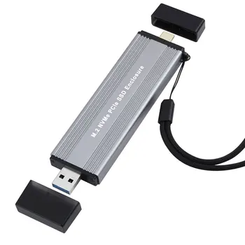 Контейнер для накопителя с двойным интерфейсом USB, Алюминиевый Адаптер, Коробка для внешнего подключения жесткого диска с данными и шнурком