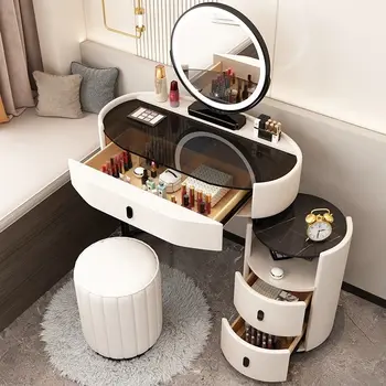 Современный туалетный столик для спальни, Туалетный столик, Стеклянный стол, Комод для спальни, Шкаф для хранения, Комодный столик с зеркалом, столик для макияжа