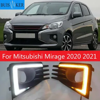 Светодиодный Дневной ходовой свет для Mitsubishi Mirage 2020 2021 Желтое реле сигнала поворота Водонепроницаемое Украшение противотуманной фары 12V DRL